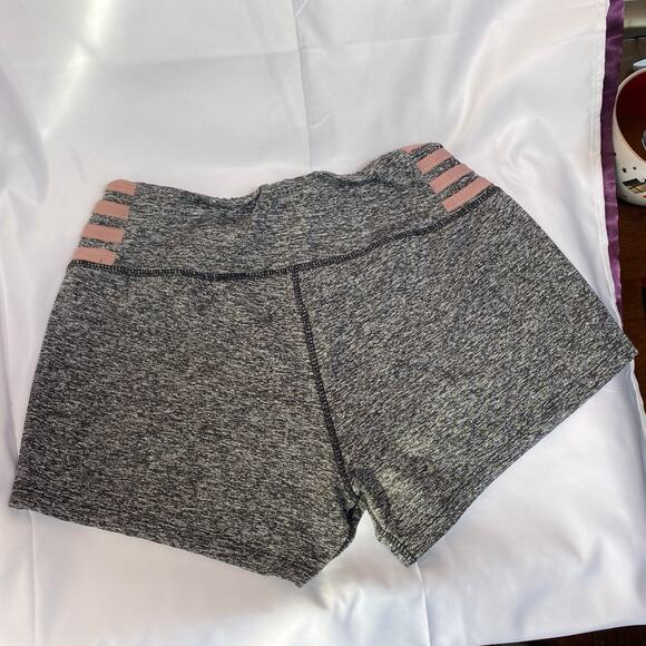 Always Heathered Activewear Gray Shorts SMALL Black Flat Front Stripe Detail - Picture 7 of 7